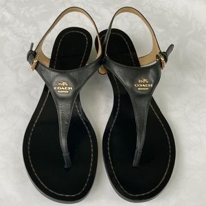 Coach Leather T Strap with 1.5 inch Wedge Heel